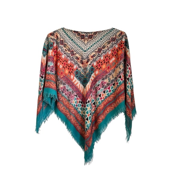 nurture Accessories - Nurture Womens Southwestern Print Fringe Shawl Sz L/XL Multicolor Lightweight